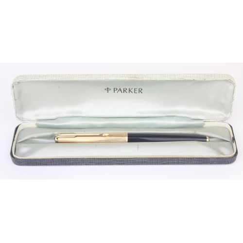 A vintage Parker 61 fountain pen in case with gold plated cap, with ...