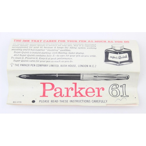 A vintage Parker 61 fountain pen in case with gold plated cap, with ...
