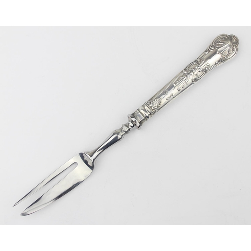 1008 - A boxed set of six silver handled cake forks, marked for Sheffield 1965 by Harrison Brothers, boxed ... 