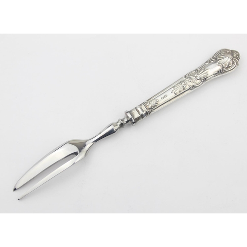 1008 - A boxed set of six silver handled cake forks, marked for Sheffield 1965 by Harrison Brothers, boxed ... 