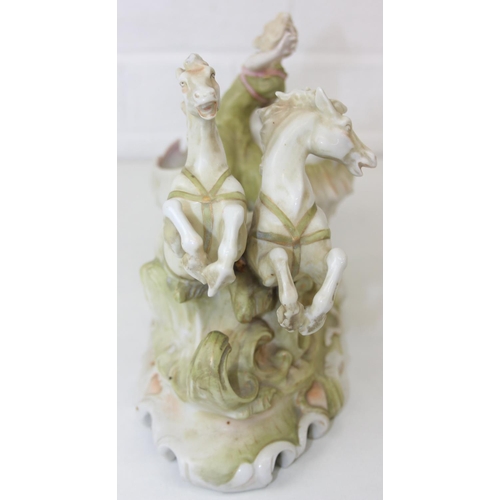 1608 - Three assorted antique porcelain figures, to inc a woman with horses and two figurines, all likely C...