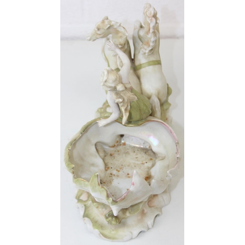 1608 - Three assorted antique porcelain figures, to inc a woman with horses and two figurines, all likely C...