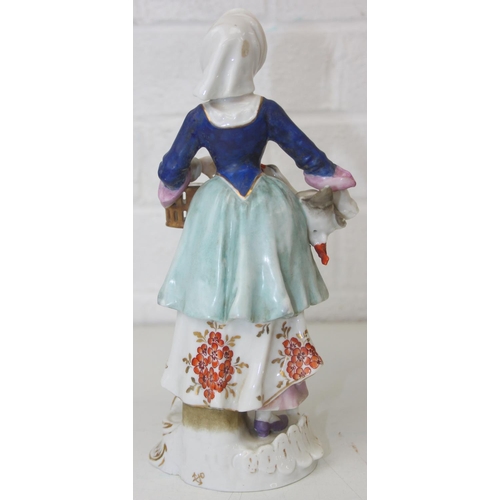 1608 - Three assorted antique porcelain figures, to inc a woman with horses and two figurines, all likely C...