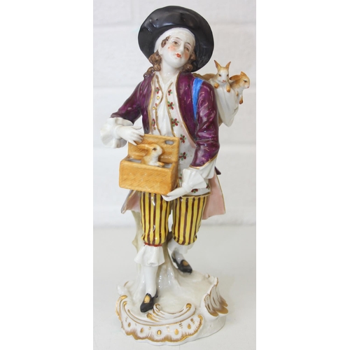 1608 - Three assorted antique porcelain figures, to inc a woman with horses and two figurines, all likely C...