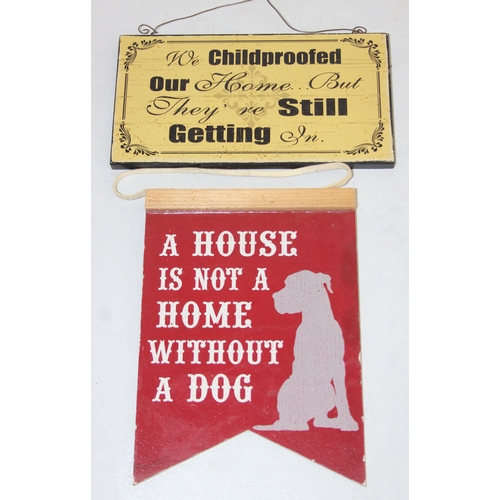 Qty of assorted vintage motto signs, to inc wooden and metal, and some ...