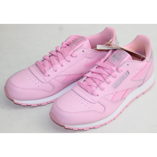 245 - Reebok Classic trainers - pastel pink with holographic heel tabs, Ortholite insoles, UK size 5, comp... 