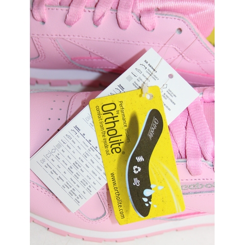 245 - Reebok Classic trainers - pastel pink with holographic heel tabs, Ortholite insoles, UK size 5, comp... 