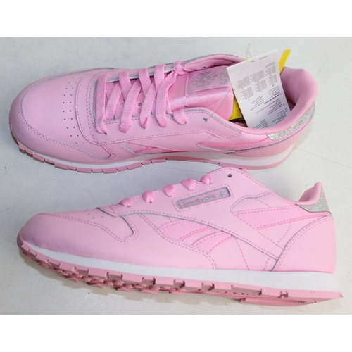 245 - Reebok Classic trainers - pastel pink with holographic heel tabs, Ortholite insoles, UK size 5, comp... 