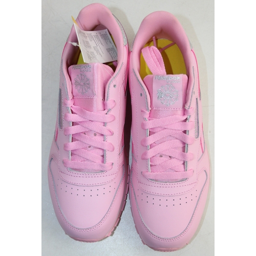 245 - Reebok Classic trainers - pastel pink with holographic heel tabs, Ortholite insoles, UK size 5, comp... 
