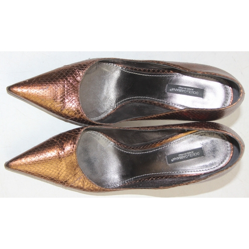 247B - Dolce & Gabbana - vintage pointed toe stiletto heels, bronze snakeskin, EU size 39, UK size 7
