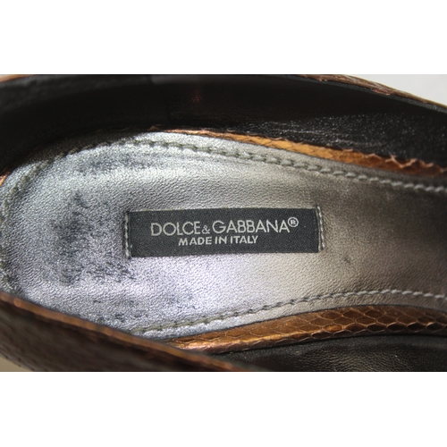 247B - Dolce & Gabbana - vintage pointed toe stiletto heels, bronze snakeskin, EU size 39, UK size 7