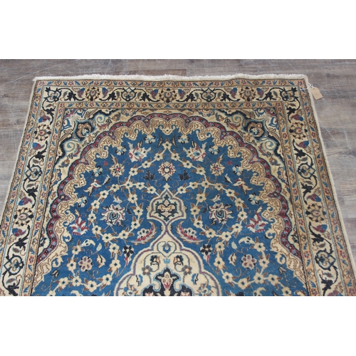 254 - A vintage high quality rug with blue medallion to centre, possibly Turkish, 208cm x 123cm