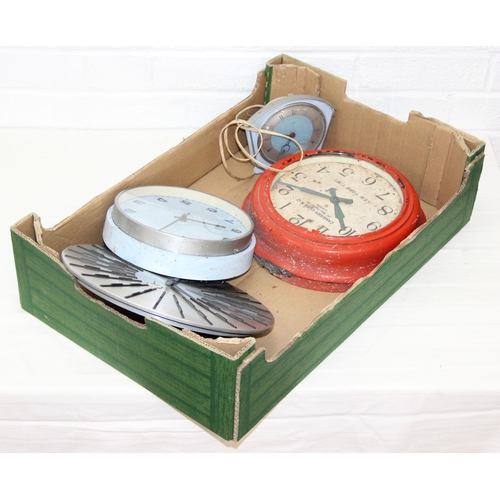 1306 - Qty of assorted vintage wall clocks to inc one marked for Camerer Cuss & Co of London 