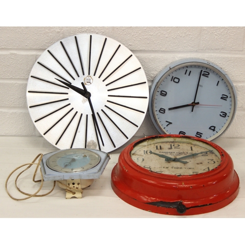 1306 - Qty of assorted vintage wall clocks to inc one marked for Camerer Cuss & Co of London 