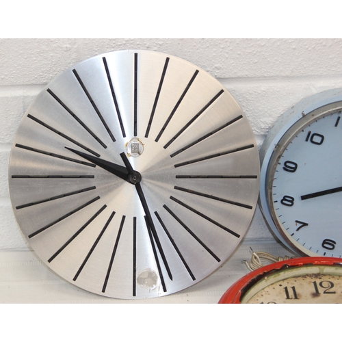 1306 - Qty of assorted vintage wall clocks to inc one marked for Camerer Cuss & Co of London 
