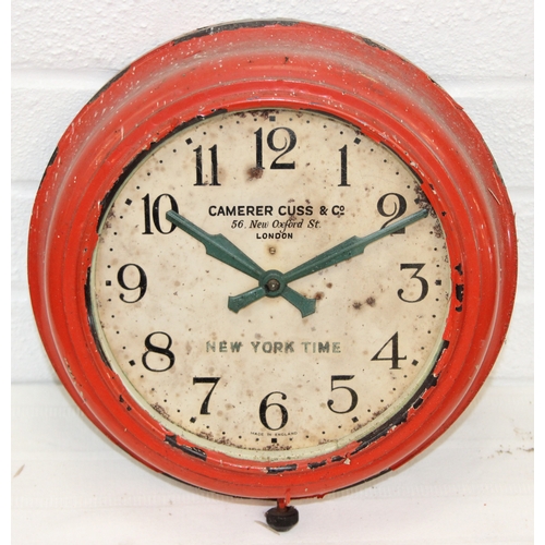 1306 - Qty of assorted vintage wall clocks to inc one marked for Camerer Cuss & Co of London 