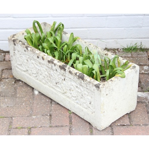 308 - Decorative trough planter, unknown contents, 73cm x 27cm x 26cm