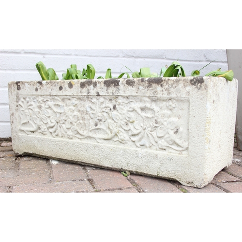 308 - Decorative trough planter, unknown contents, 73cm x 27cm x 26cm
