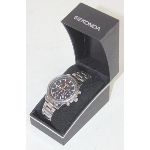 1331 - Four assorted Sekonda Chronograph watches, all boxed, three with stainless steel cases and straps, o... 