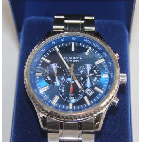 1331 - Four assorted Sekonda Chronograph watches, all boxed, three with stainless steel cases and straps, o... 