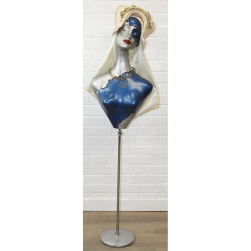 239D - An Art Deco style painted mannequin on adjustable stand, with head dress
