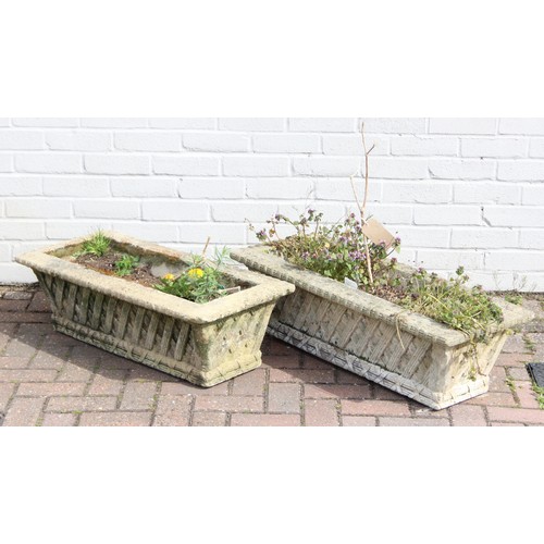 307A - Pair of woven effect concrete planters, 88cm x 38cm x 25cm [2]