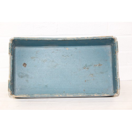 234 - A vintage red painted metal Coca-Cola serving tray and an RAF storage box, the tray 52cm x 37cm
