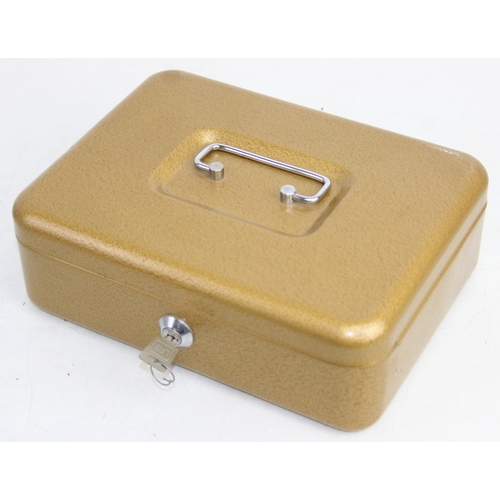 1217 - Qty of assorted mixed world and British coins in gold painted vintage cash tin, 5.8kg gross