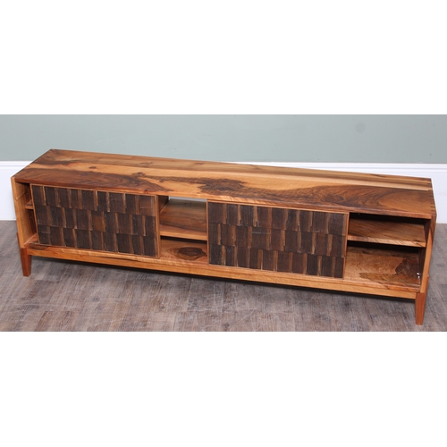 28A - Sebastian Cox, a bespoke made designer wooden sideboard with two sliding doors, 180cm x 40cm x 50cm