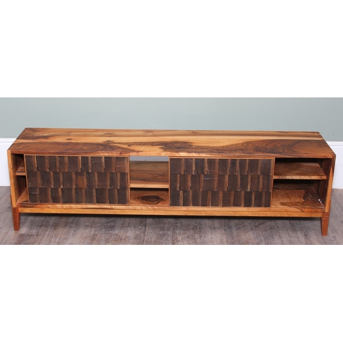 28A - Sebastian Cox, a bespoke made designer wooden sideboard with two sliding doors, 180cm x 40cm x 50cm