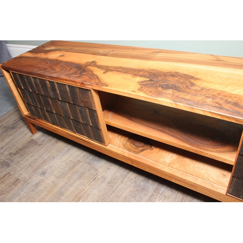 28A - Sebastian Cox, a bespoke made designer wooden sideboard with two sliding doors, 180cm x 40cm x 50cm