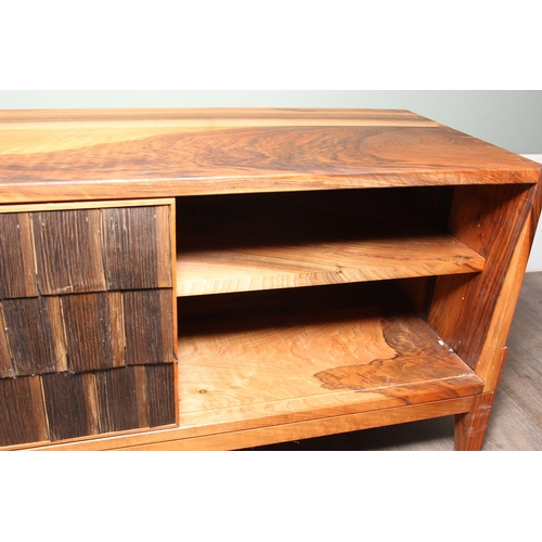 28A - Sebastian Cox, a bespoke made designer wooden sideboard with two sliding doors, 180cm x 40cm x 50cm