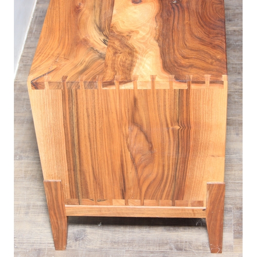 28A - Sebastian Cox, a bespoke made designer wooden sideboard with two sliding doors, 180cm x 40cm x 50cm