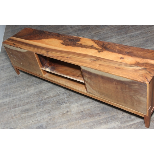 28A - Sebastian Cox, a bespoke made designer wooden sideboard with two sliding doors, 180cm x 40cm x 50cm