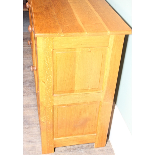 14 - A modern light oak three drawer two door sideboard made by Neil Thompson, 156cm x 55cm x 101cm