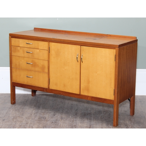 15 - A retro Remploy sideboard with two door cupboard and four drawers, dated 1968 to reverse, 138cm x 46... 