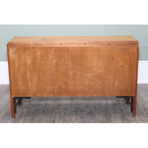 15 - A retro Remploy sideboard with two door cupboard and four drawers, dated 1968 to reverse, 138cm x 46... 