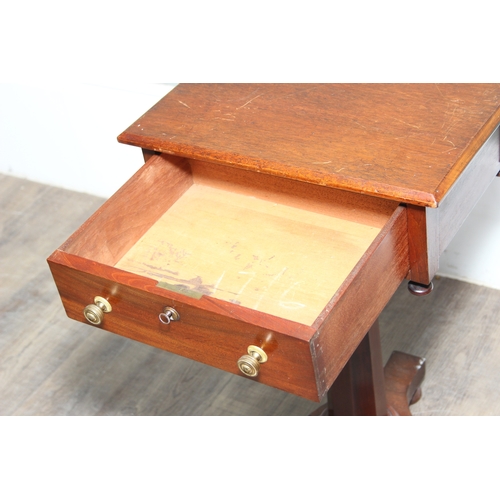 A Regency period mahogany single-drawer pedestal side table or work ...