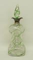 A Victorian cut glass hour glass decanter with green spiral fluting, possibly James Powell, with a s... 