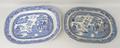 A Davenport Willow pattern meat plate with gravy tree and well, 50 by 38cm, and a Godwin meat platte... 