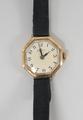 A lady's 1930s Rolex wristwatch, octagonal 9ct gold case, white dial bearing Arabic numerals, engrav... 