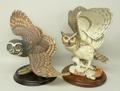 A Franklin Mint porcelain figure of The Spectacled Owl, 34 by 28 by 34cm high, and The Great Horned ... 