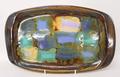 An Eric Leaper, Newlyn, studio pottery dish of oblong form decorated with splashes of colour, incise... 