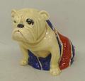 A Royal Doulton British Bulldog, draped in the Union flag, RdNo 645658, 16cm high.