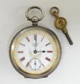 A late 19th century lady's silver pocket watch by A. Cohen, Leeds, with enamelled dial, having Roman... 