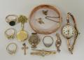 A 1930s lady's 9ct gold bracelet wristwatch, Westend watch, 'Keepsake', Swiss made, 14ct gold chain ... 