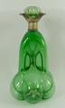 A Stourbridge green glass decanter and stopper, of lobed, hour glass form, Birmingham 1899, 27cm hig... 