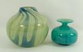 A Mdina turquoise glass vase, 12cm high, and another of shouldered, globular form, 18cm high.