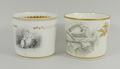 A Minton porcelain coffee can, early 19th century, bat printed with shells, and a further coffee can... 