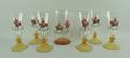 A Stuart, Art Deco, glass martini set decorated with huntsmen, raised on amber glass stems, comprisi... 